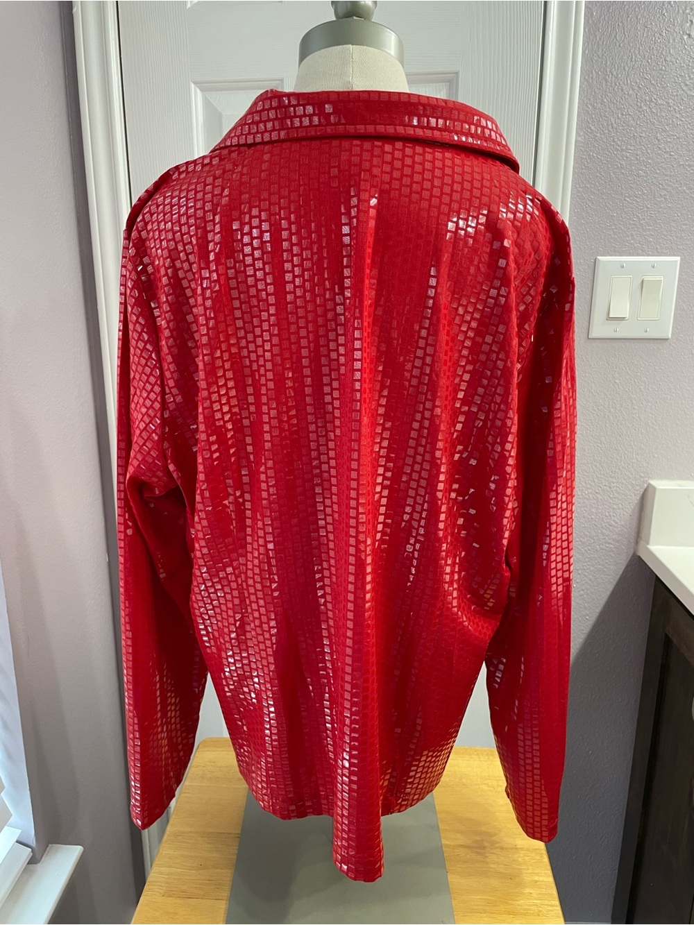 Exclusively Misook Clear Tile Sequin Zip-Front Red Blazer Jacket Size 1X - Picture 2 of 7